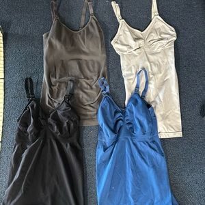 Four nursing tanks, different fabrics and brands